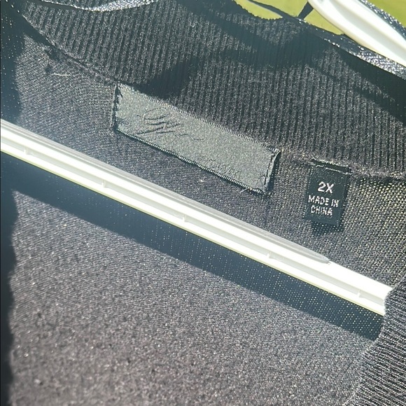 Elegant Black Scalloped Open Front Cardigan Long Sleeve Women's Plus Size 2XL - Picture 4 of 8